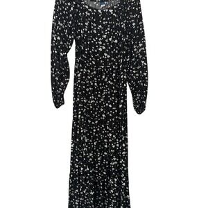 Old‎ Navy Black Floral Print Long Sleeve Maxi Dress Cottagecore Prairie